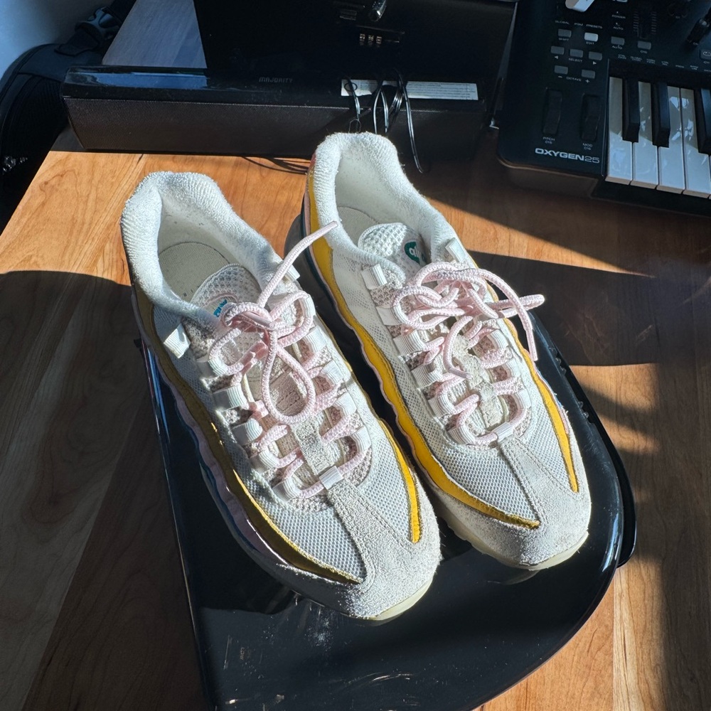 Nike Athletic Shoes in White, Yellow, and Pink